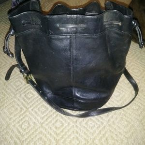 Vintage Leather Coach Bucket Bag Purse Drawstring